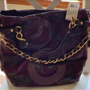 NWT RARE Authentic Coach Brooke Patchwork Bag - Plum